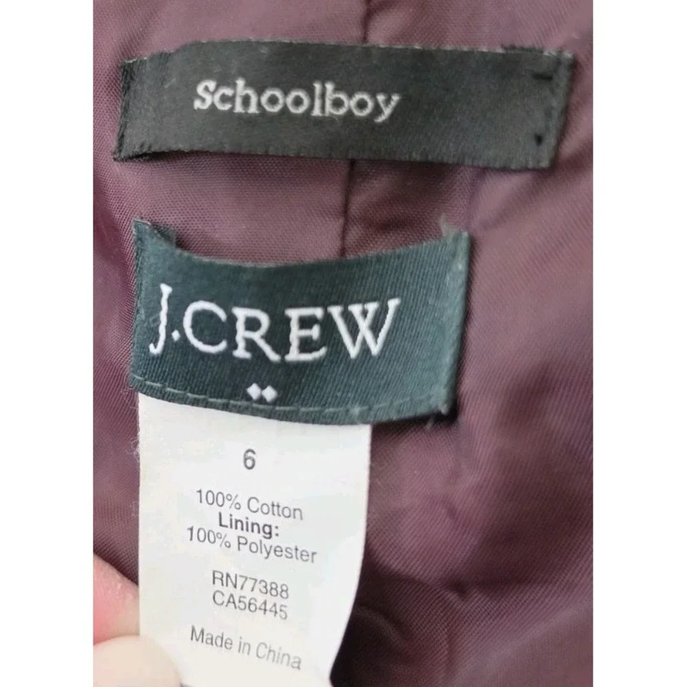 J.Crew Ecole Velvet Schoolboy Blazer Plum Preppy Old Money Timeless Style 97130